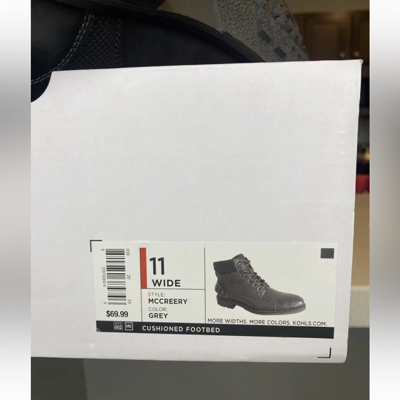 Sonoma Men’s Combat Boots Size 11W Wide Gray Lace-Up Casual Rugged Comfort Ortho - Picture 3 of 8